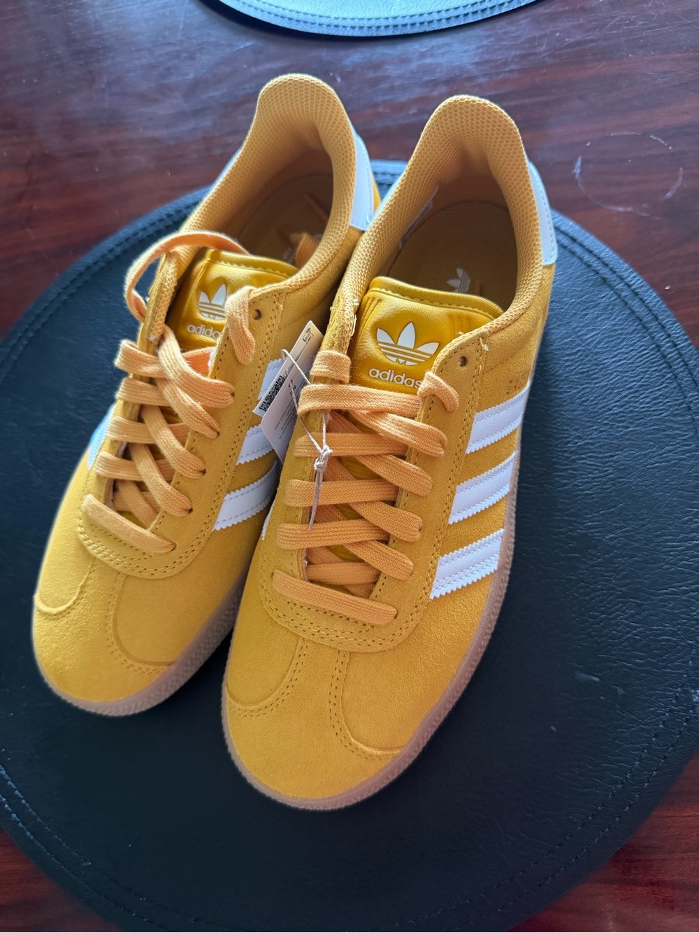 adidas Yellow Suede Sneakers with White Stripes - Picture 2 of 4